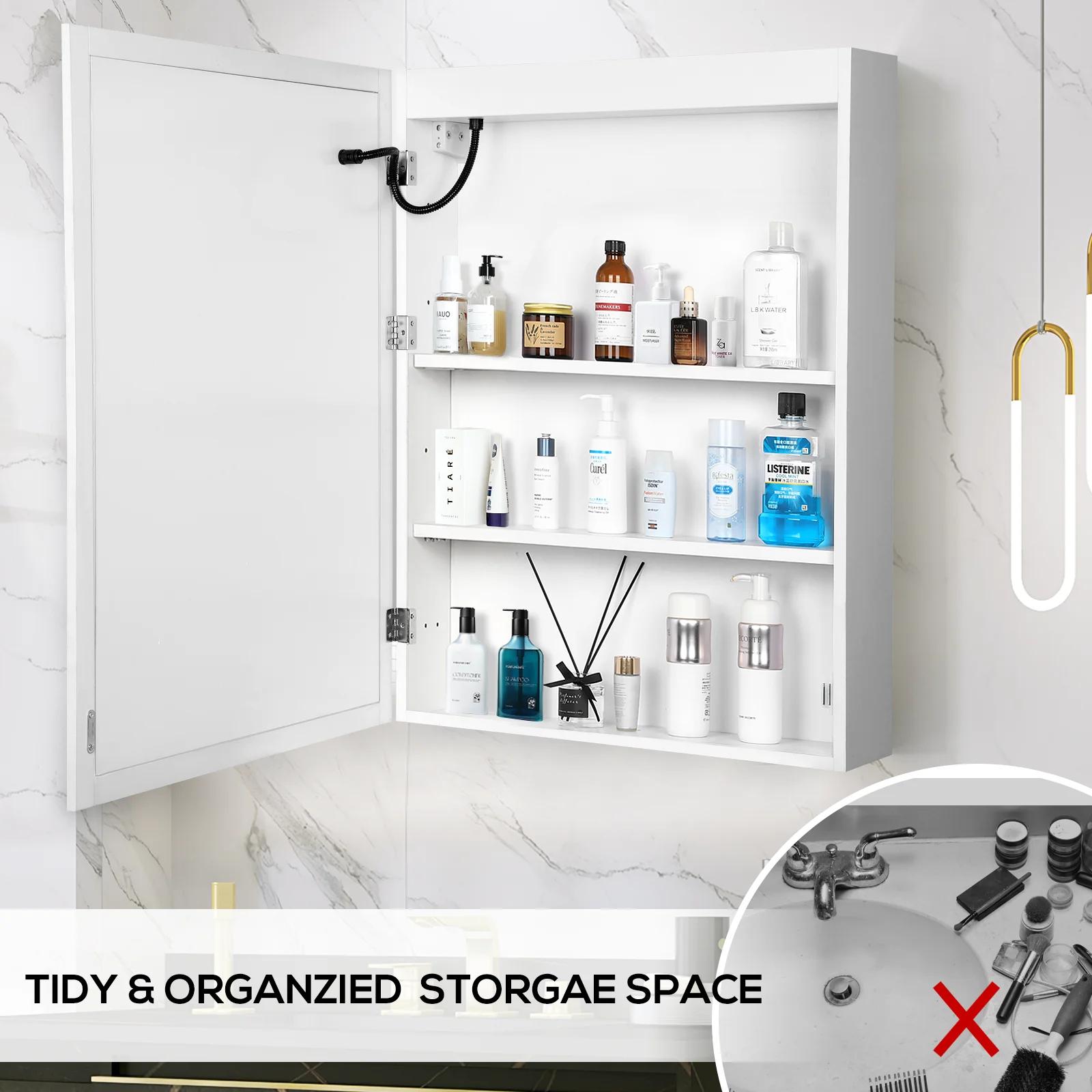 VOWNER HOMedicine-armoire avec lumières LED et miroir, avec étagère réglable, dél'offre buage, mode