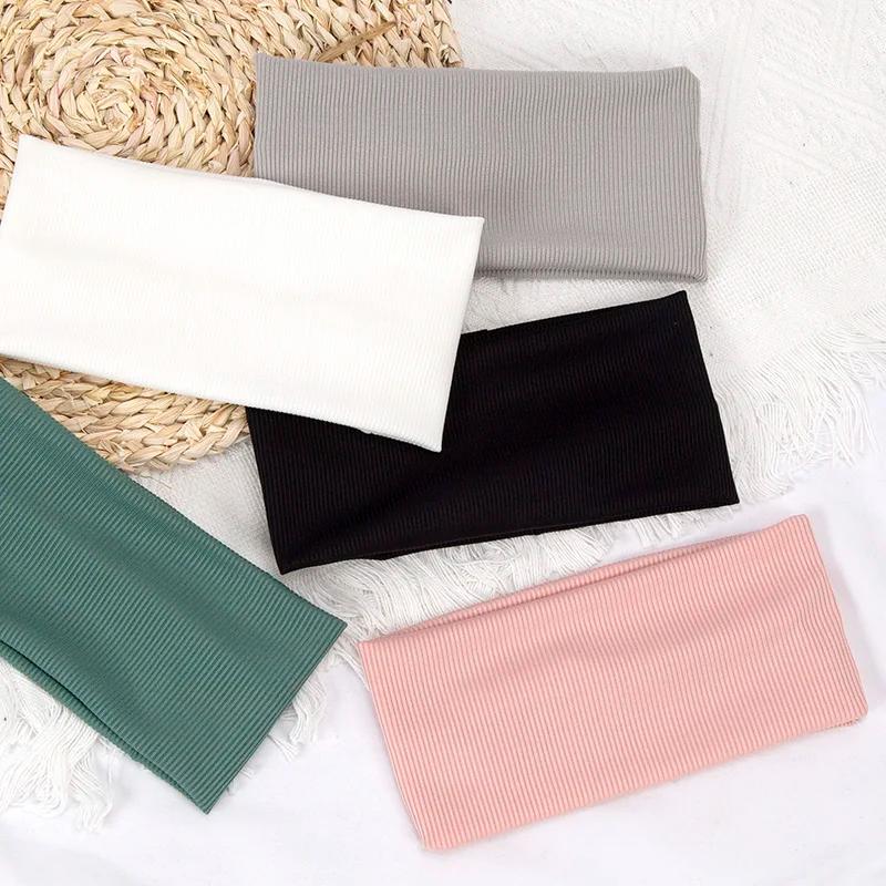 Bandes de cheveux élastiques de couleur unie pour femmes et hommes, bandeau de course, Fitness, spor
