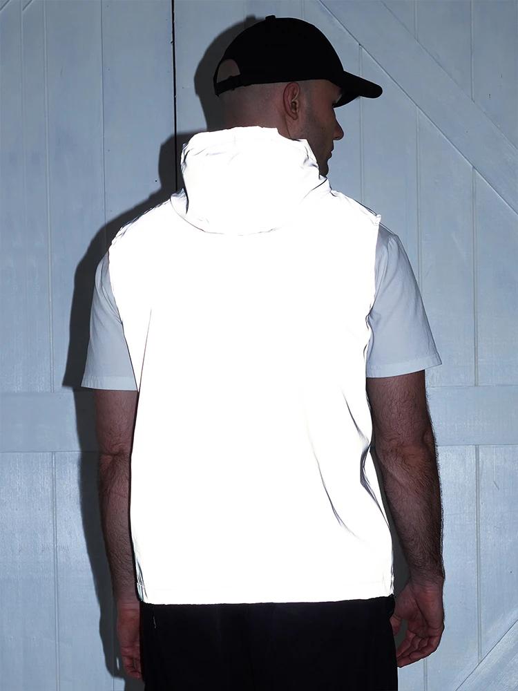 Gilet réfléchissant de nuit pour hommes, à capuche fine, mode décontractée, course en plein air, dan