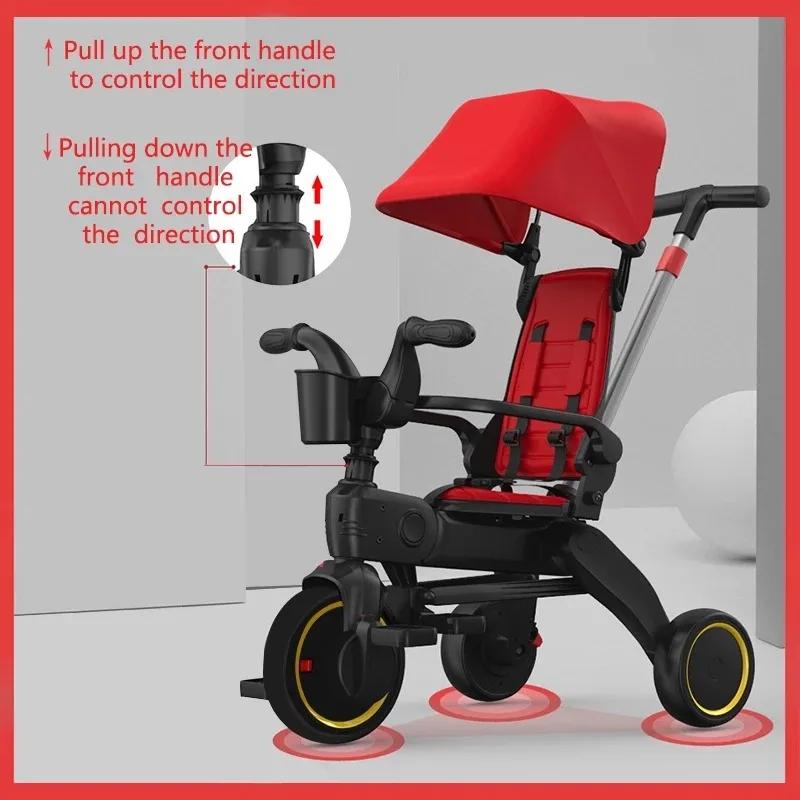 IMBABY Tricycle poussette 5-en-1 pour enfants | Auvent réglable et poignée de poussée | Vélo évo