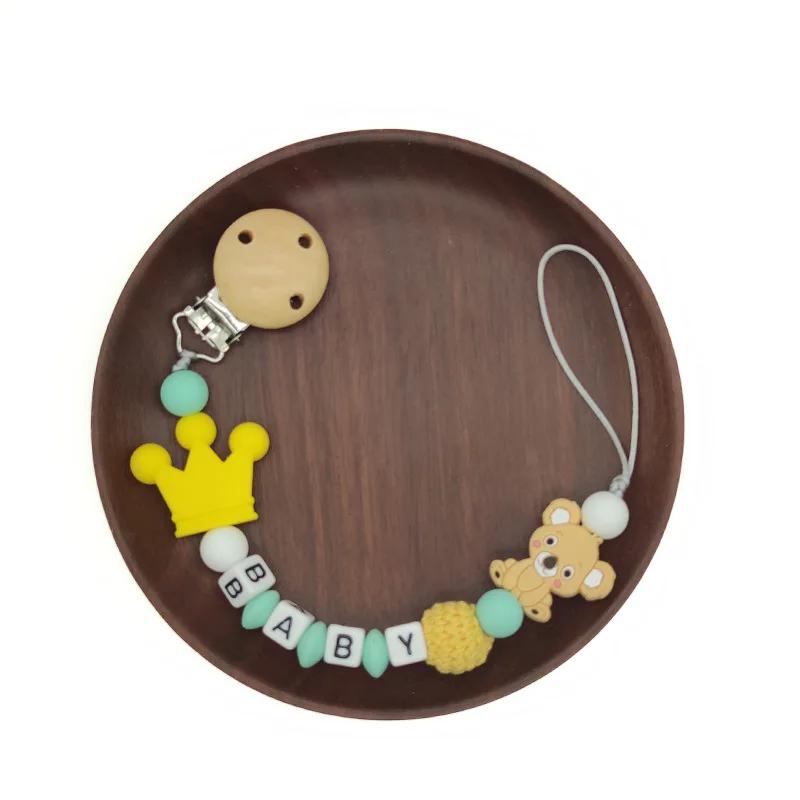 Attache-sucette factice en bois pour bébé, en Silicone fait à la main, chaîne de dentition sûre, ann