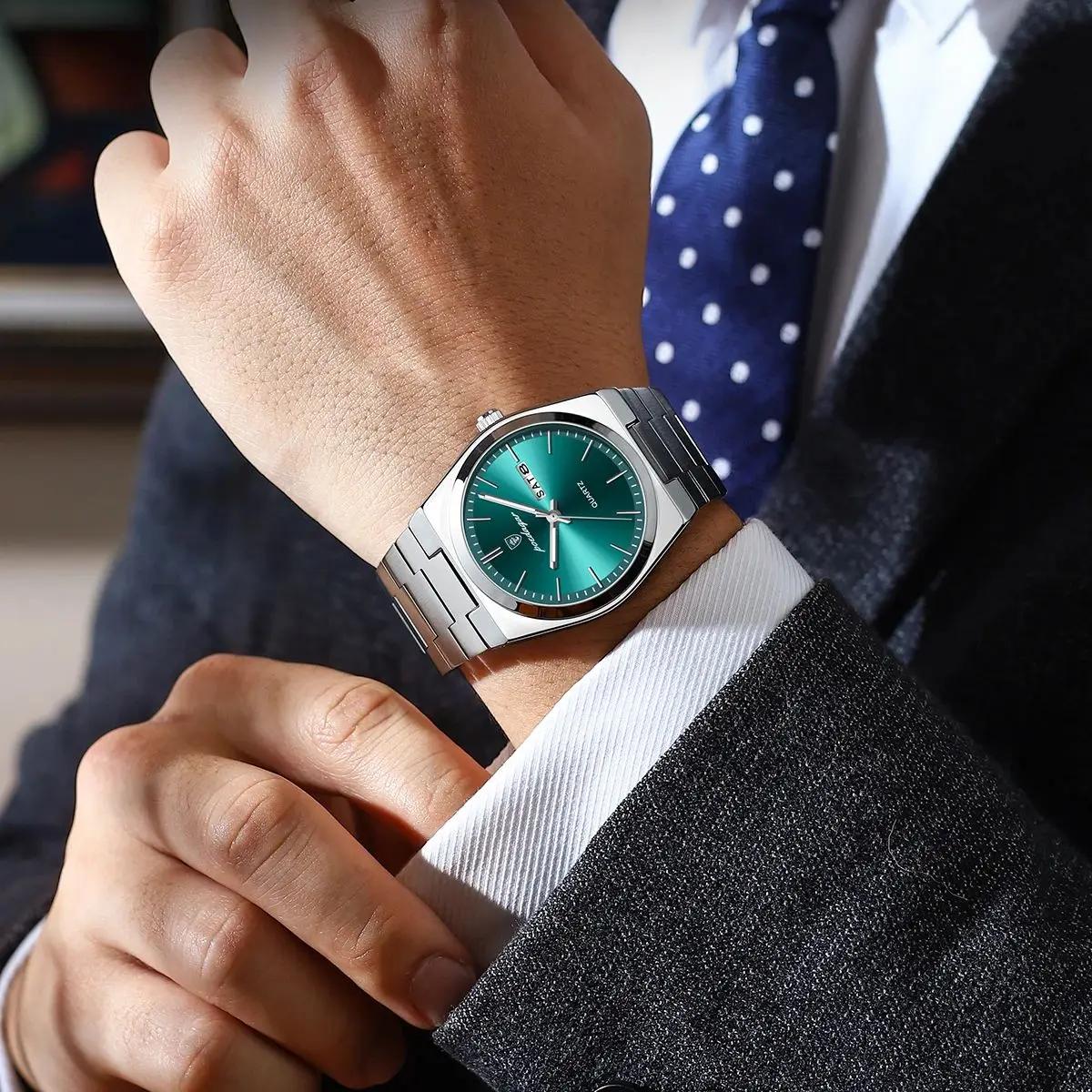 POEDAGAR montres pour hommes de luxe étanche lumineux Date semaine hommes montre en acier inoxydable