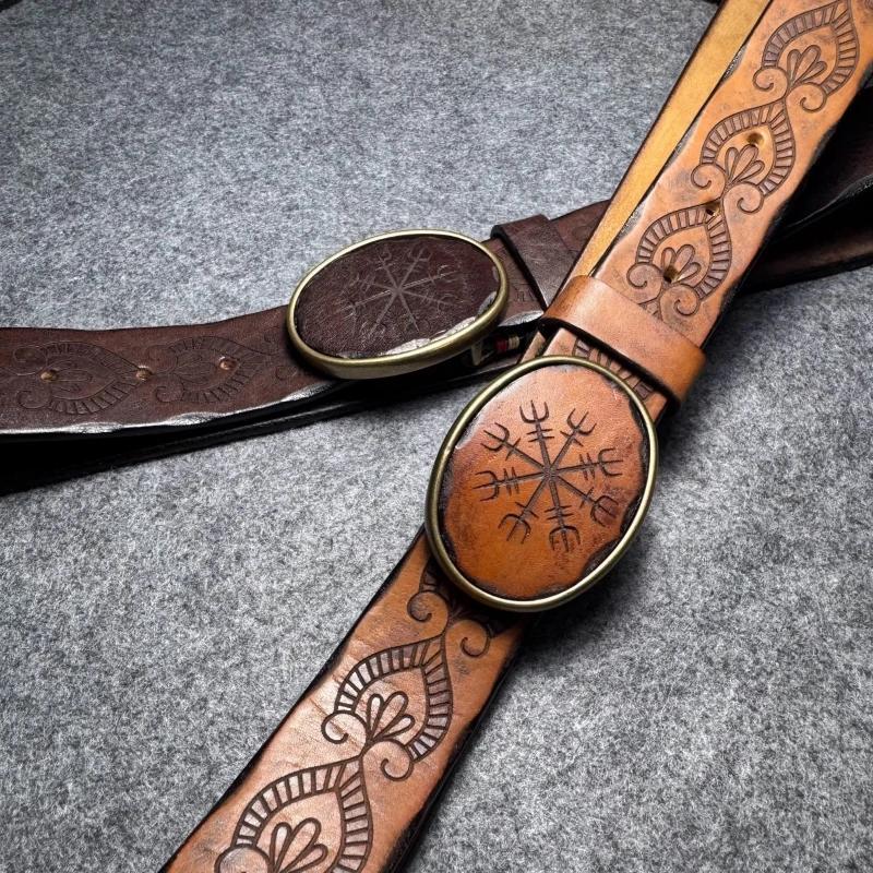Ceinture en cuir véritable pour hommes, sangle de luxe de styliste, peau de vache épaisse, boucle en