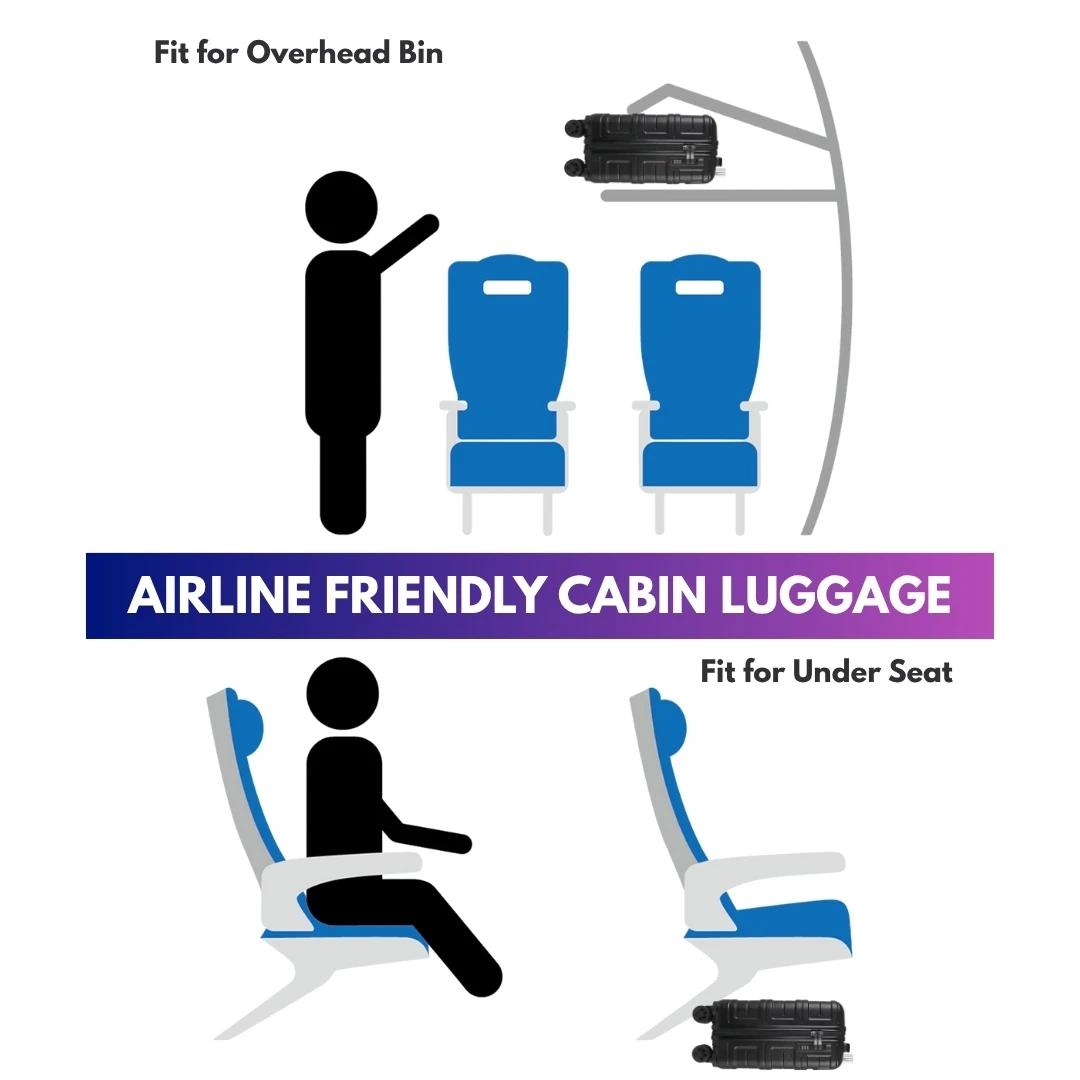 Valise cabine rigide JLY ABS avec roulettes pivotantes amovibles – Valises de cabine légères approuv