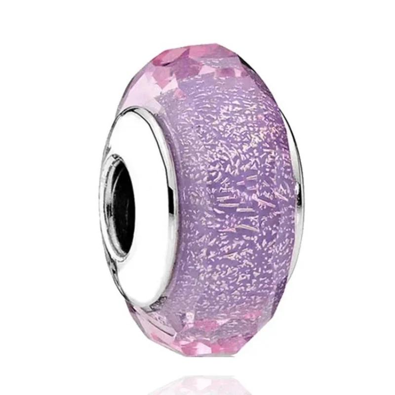 2025 classique 925 en argent Sterling couleur fleur feuille cosmique arc-en-ciel Murano verre breloq
