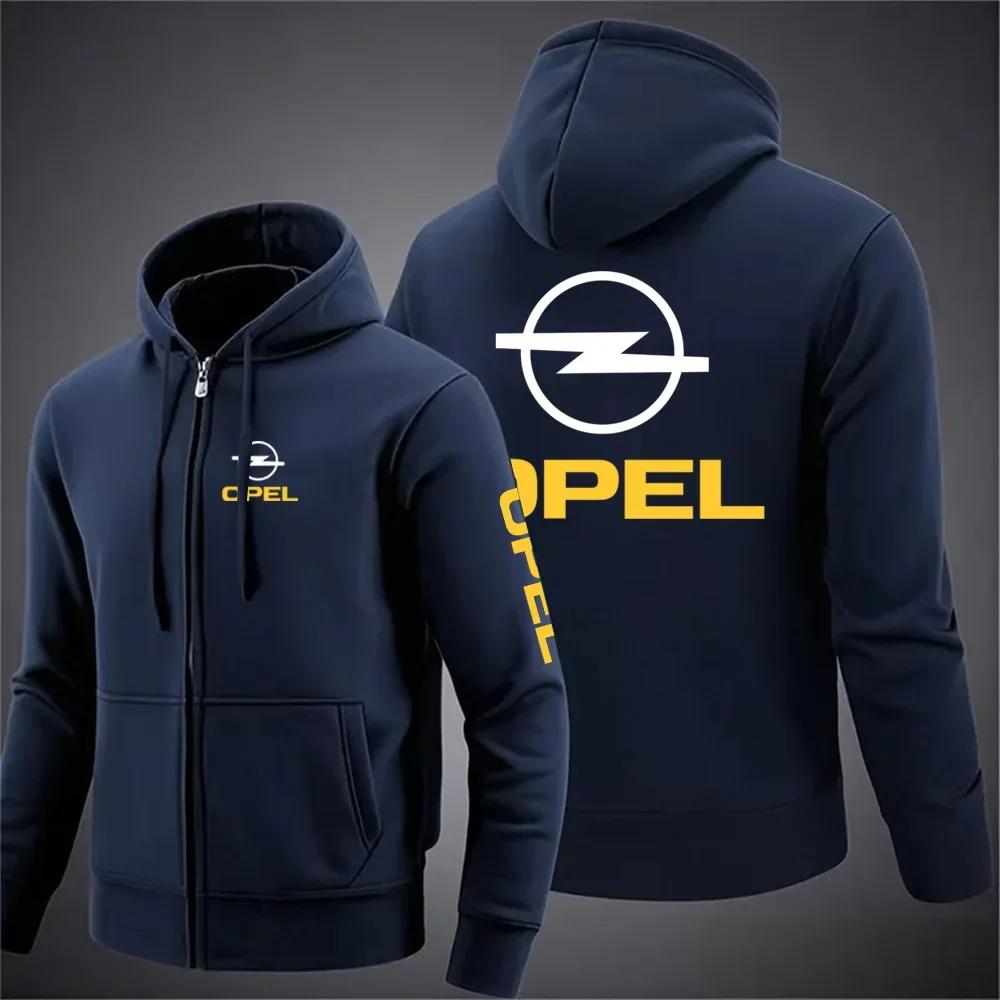 Opel – veste à manches longues de couleur unie pour hommes, avec capuche et fermeture éclair imprimé
