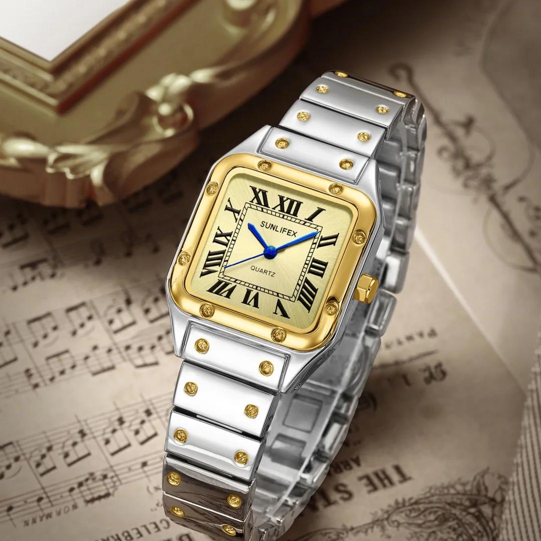 Carré femmes montres dames montre à Quartz femme montre-bracelet en acier inoxydable bracelet en bam