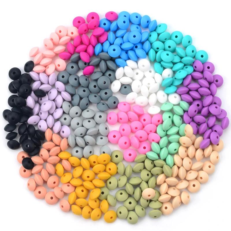 LOFCA 100 pcs/lot Silicone lentille 12mm perles de Silicone entretoise fabrication de bijoux en vrac