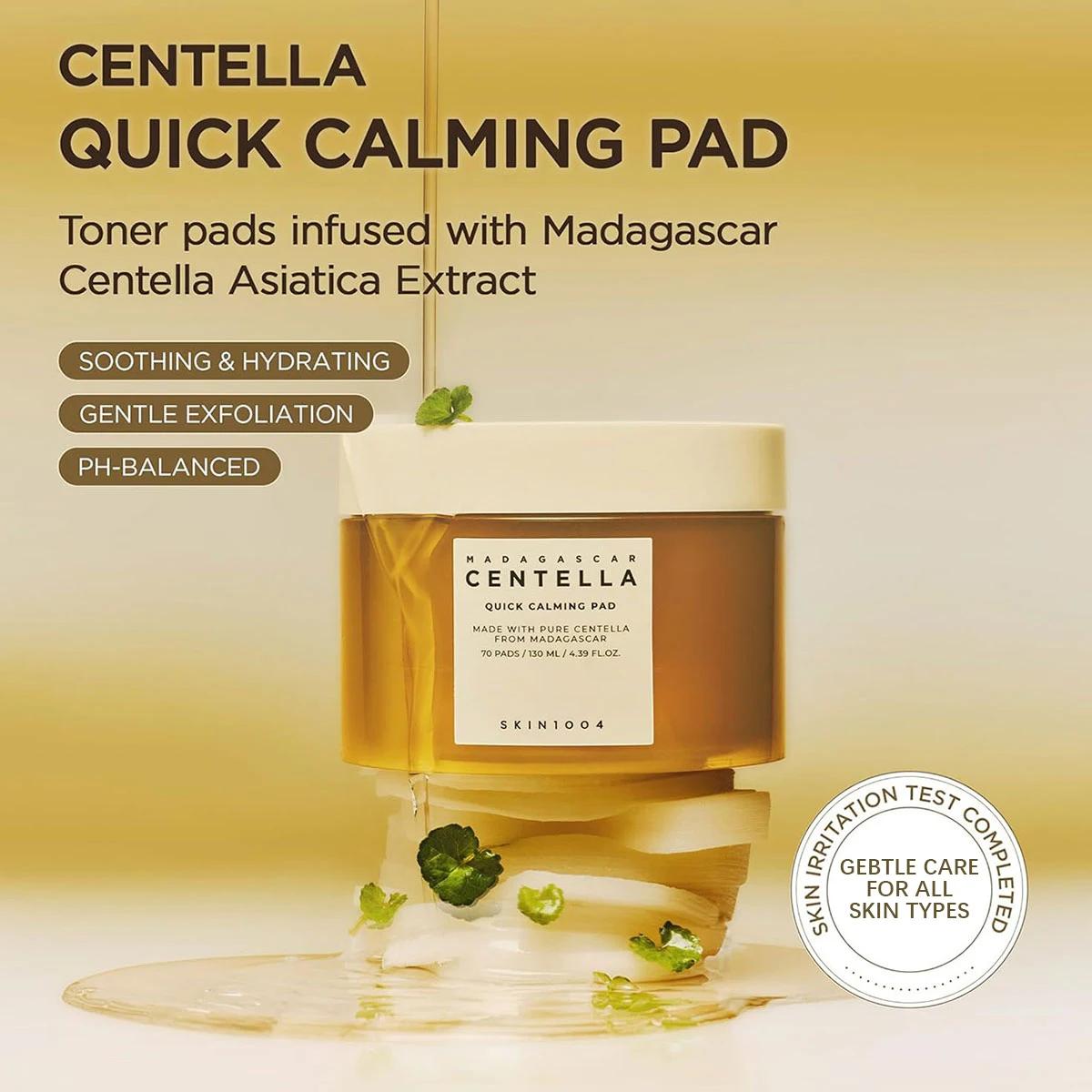 SKIN1004 MADAGASCAR CENTELLA PAD, Essence infusée Texture de coussin, pour un éclat radieux, mai