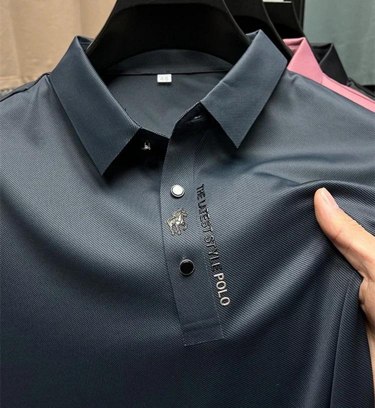 Haute qualité Ice Silk manches courtes hommes polo shirt été nouvelle marque mode broderie DESIGN TO