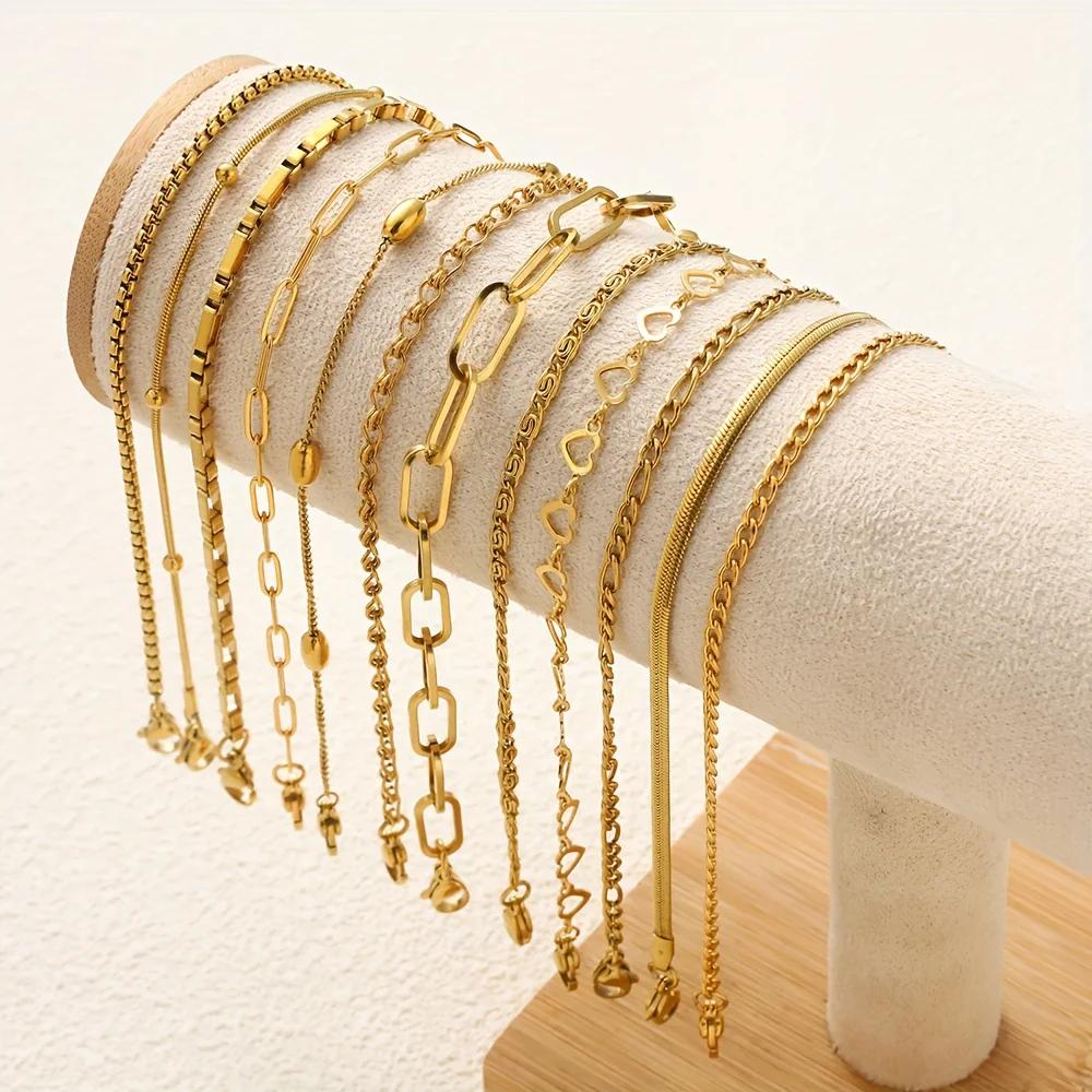 Ensemble de bracelets en acier inoxydable pour femmes, ensemble de bijoux élégant pour femmes, adapt