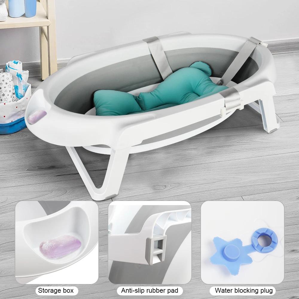 Baignoire pour bébé avec support - baignoire pliable avec coussin de bain - sécurisé et confortable