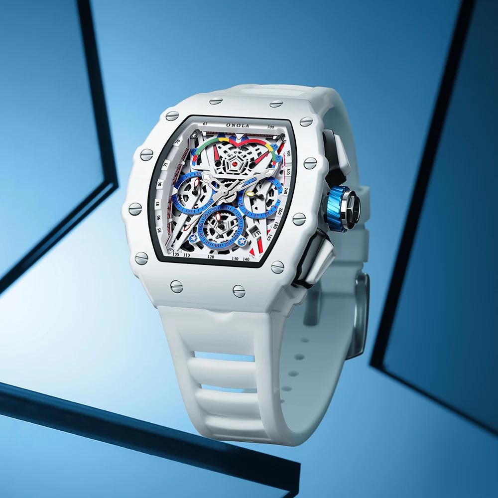 Montre de luxe pour hommes ONOLA mode décontracté multifonctionnel bande de Silicone étanche montre