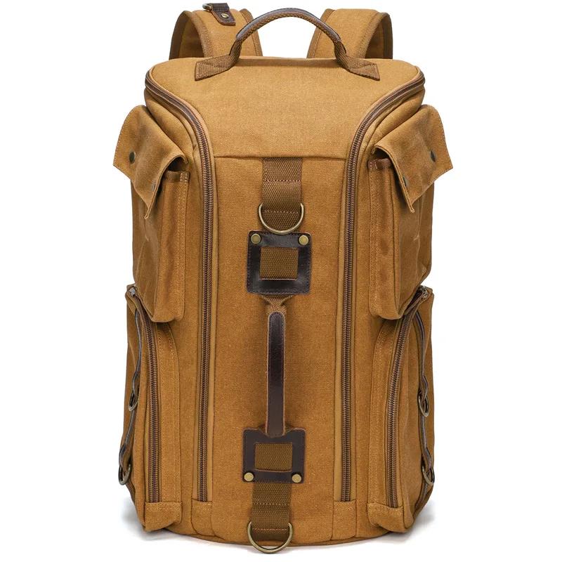 Sac à dos en cuir vintage pour homme et femme, sac à dos en toile cirée, sac à dos de voyage à main,