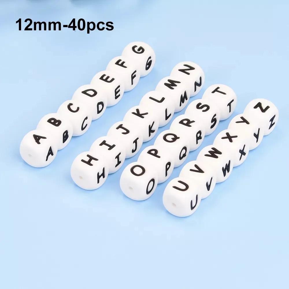 LOFCA 40 pièces/lot Alphabet 12mm lettre de qualité alimentaire perles en Silicone bébé perle sucett