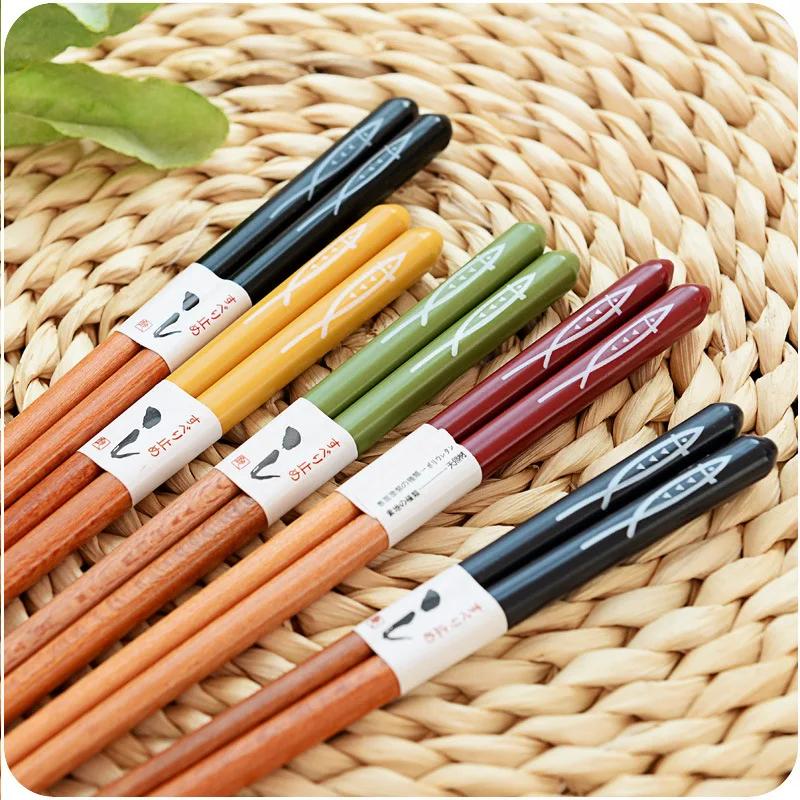 Ensemble de baguettes en bambou antidérapantes, 5 paires, vaisselle japonaise en bois naturel, nourr