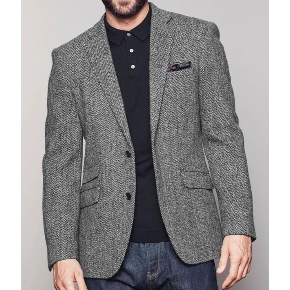 Veste de costume à chevrons pour hommes, simple boutonnage, mode décontractée, coupe cintrée, confor