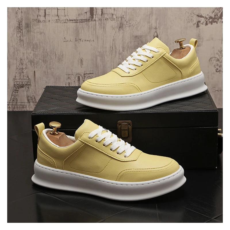 Chaussures plates à lacets en cuir véritable pour hommes, style britannique, mode de luxe, baskets b