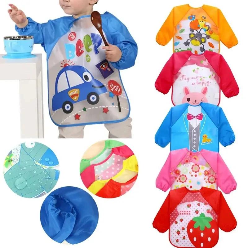 Bavoirs imperméables EVA à manches longues pour bébé, tablier pour enfants, Smock d'alimentation à m