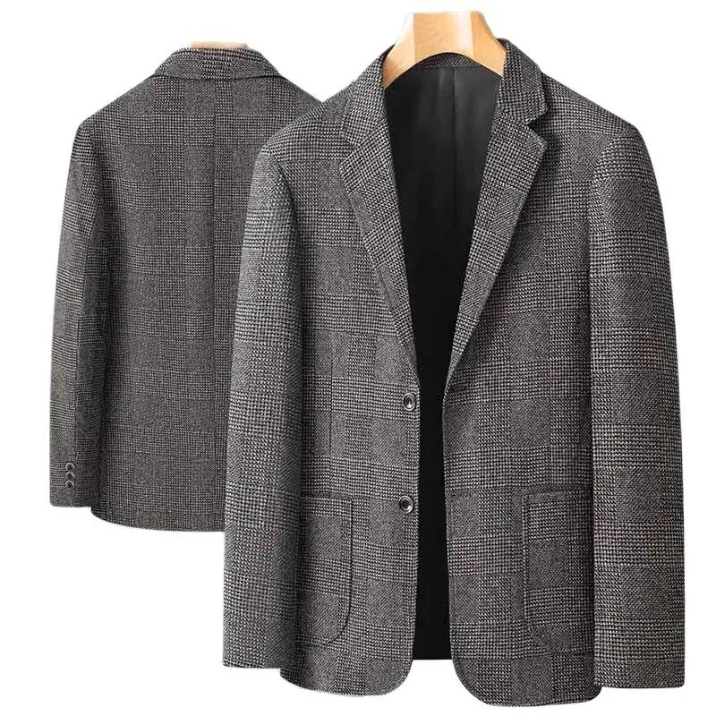 Blazer pour hommes d'âge moyen, tenue professionnelle décontractée, ample, Style britannique, sous-t