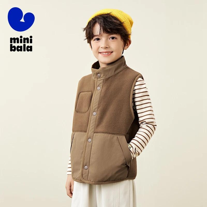 Mini gilets en fourrure Bala pour garçons et filles, gilets chauds épaissis, gilets portables double