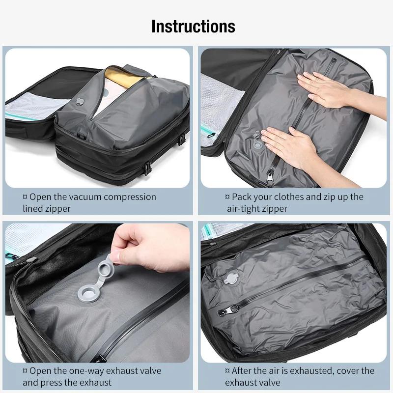 Voyage hommes sac à dos pour ordinateur portable étendu compression sous vide randonnée sac à dos US