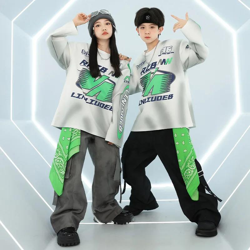 Costume de danse Hip Hop Jazz pour garçons et filles, haut à manches longues, tenue de pantalon, pra