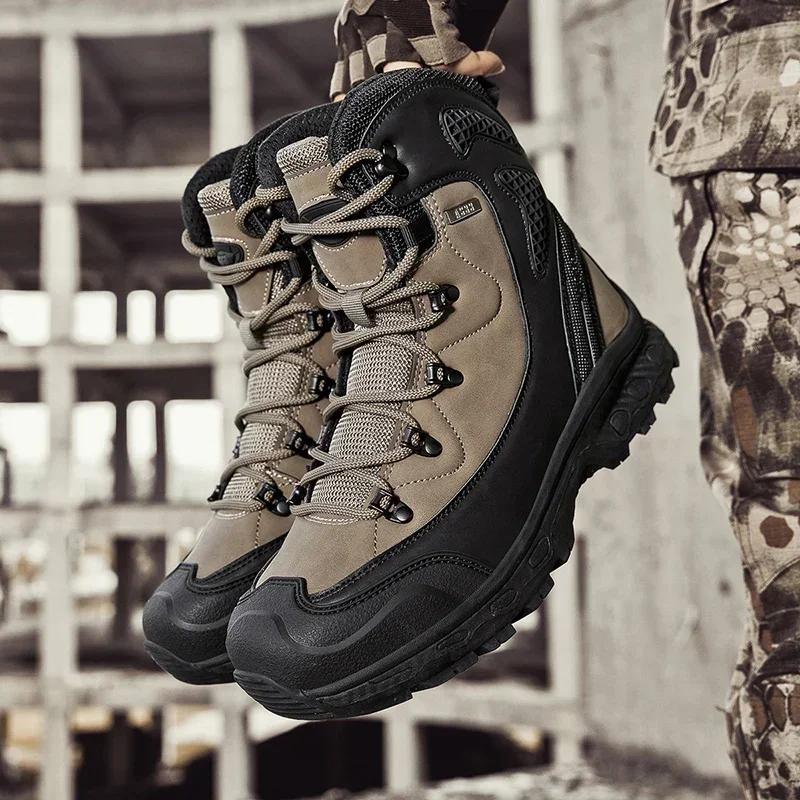 Bottes du désert en cuir pour hommes, respirantes, antidérapantes, imperméables, pour la chasse, la