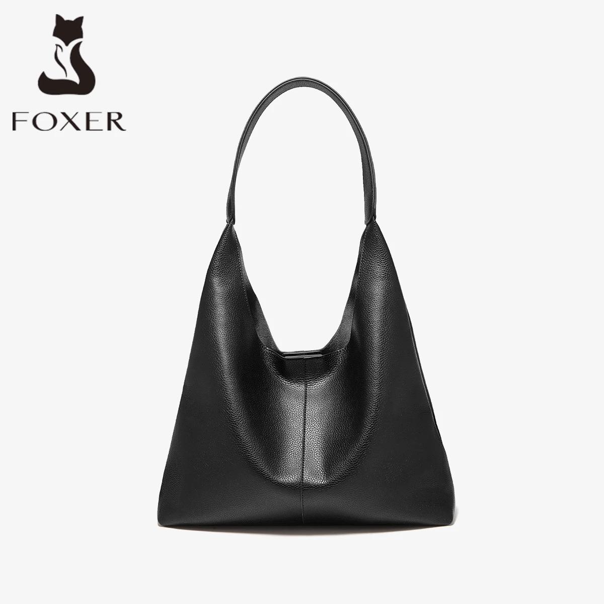 Sac à bandoulière minimaliste en cuir fendu FOXER pour femme, nouveau sac hobo décontracté uni 2026,