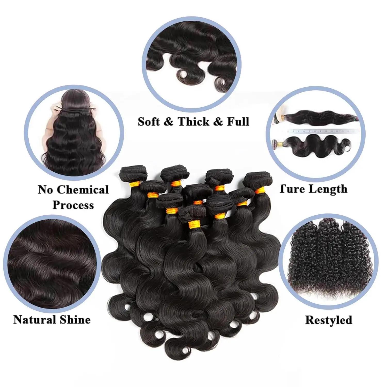 Extensions de Cheveux Humains Ondulés 12A, 40 Pouces, Cheveux Brésiliens Vierges Non Traités, 3 ou 4