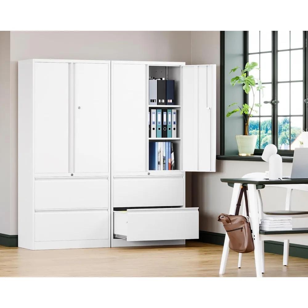 Armoires de rangement en métal pour le bureau à domicile, classeur-2 tiroirs avec serrure et étagère