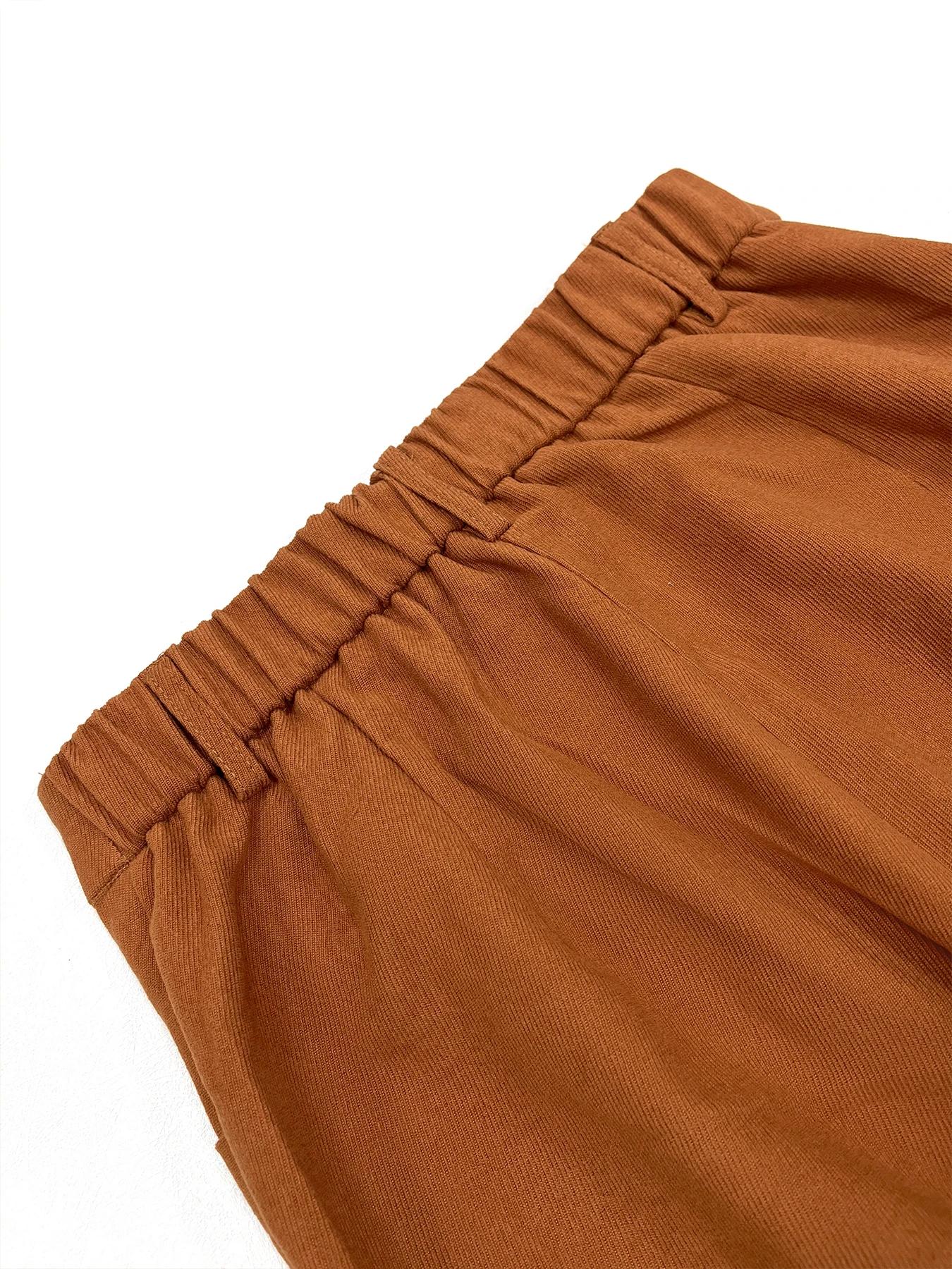 Pantalon à jambes larges avec poches unies et boutons sur le devant pour femmes, pantalon taille hau