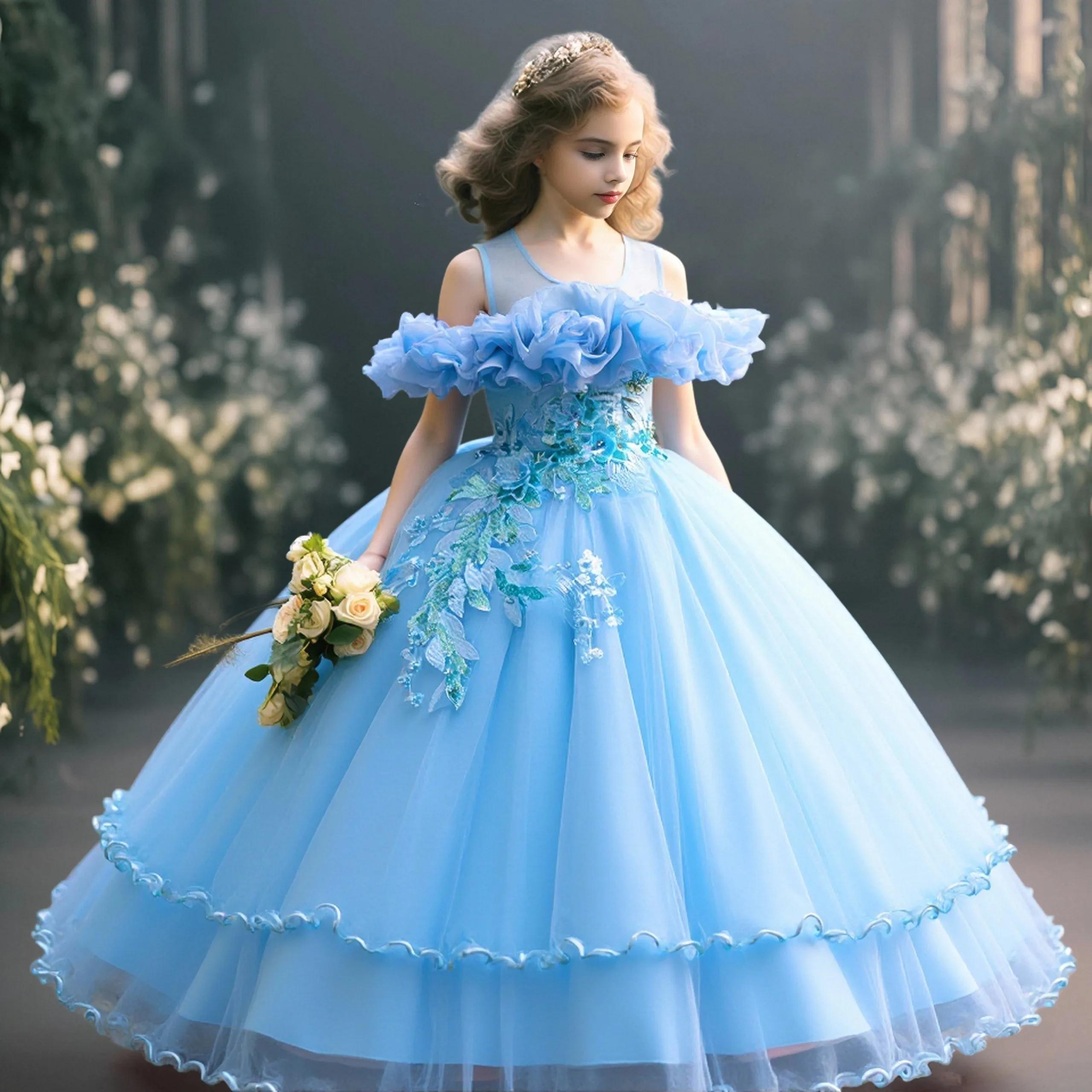 Robe demoiselle d'honneur tulle fille - Princesse Noël mariage communion élégante mode fête