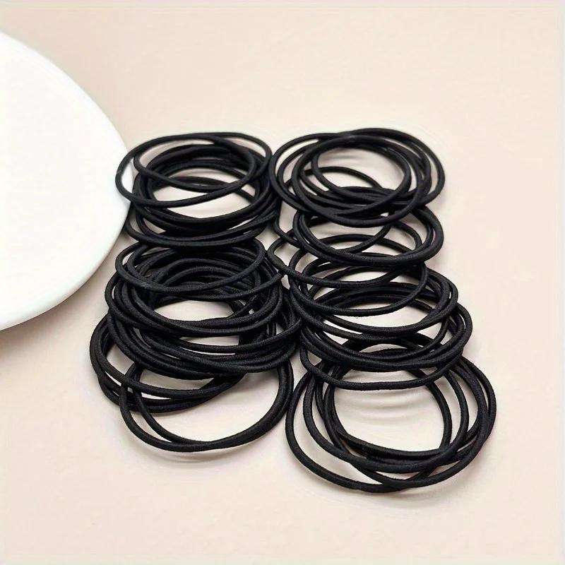 Attaches de cheveux élastiques noires pour femmes et filles, cordes de cheveux, porte-queue de cheva