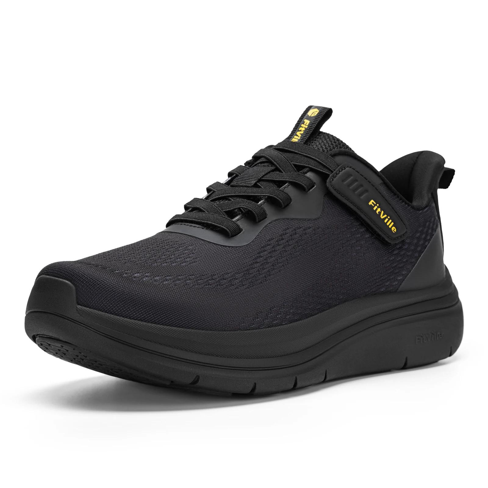 FitVille – chaussures de marche larges pour hommes, chaussures de course légères, baskets avec souti