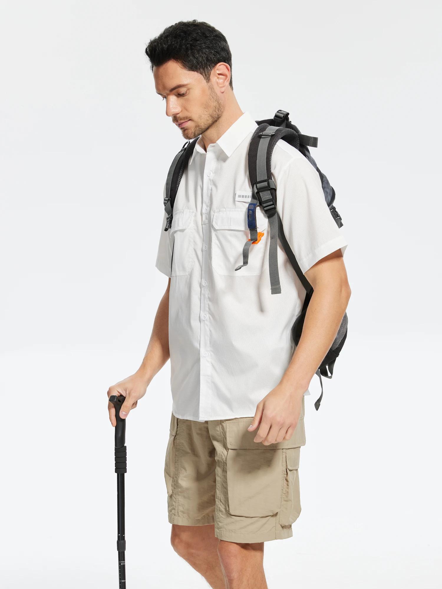 Chemises de pêche pour hommes UPF 50+ à manches longues/courtes, chemise décontractée à boutons avec