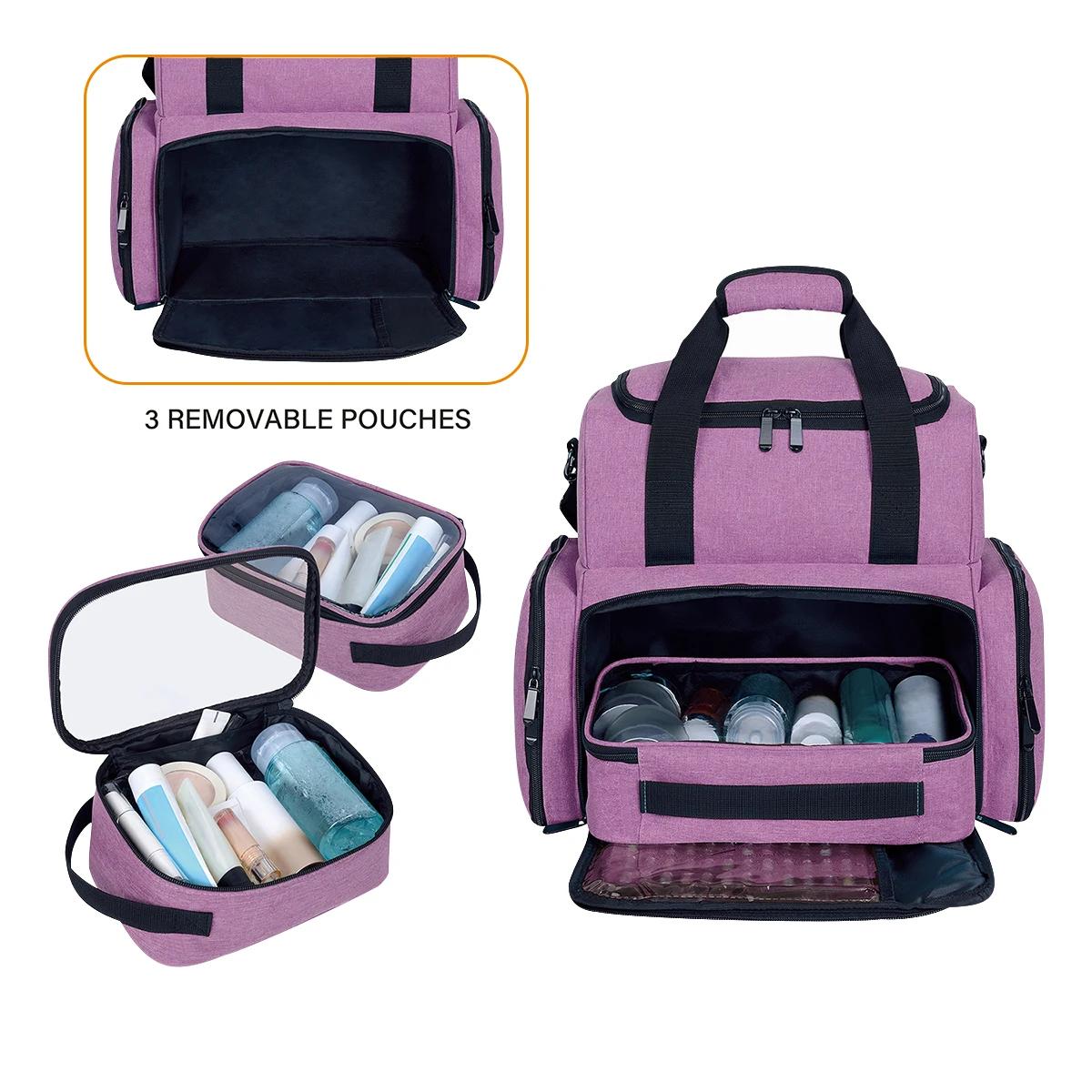 UOZL Trousse de maquillage double couche de grande capacité avec 3 pochettes amovibles et 2 comparti