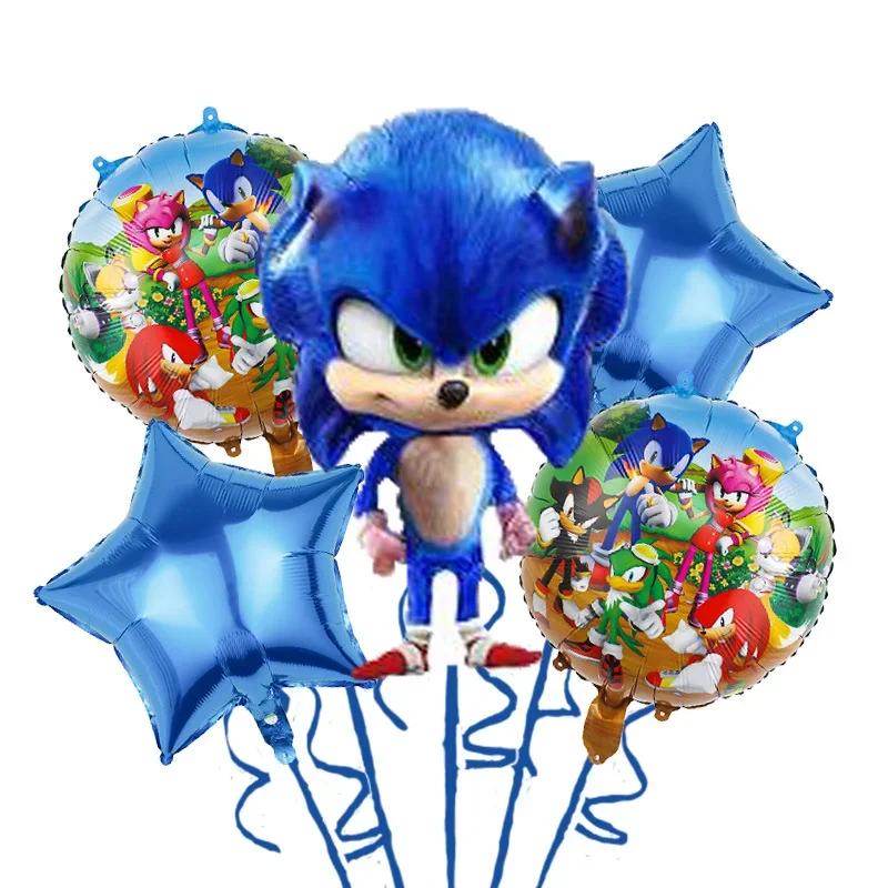Ensemble de ballons combinés numériques sur le thème du sonique bleu, décoration d'anniversaire, cad