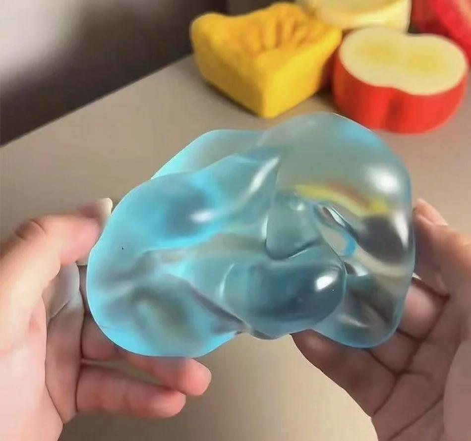 Jouets Squishy Anti-Stress Vert Pomme Bleue en Maltose, Jouets Sensoriels Fidgets Souples Simulés Tr
