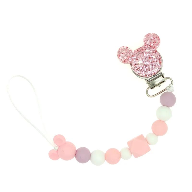 Clips de sucette pour bébé, chaîne en perles de Silicone, jouets de dentition, porte-factice, chaîne
