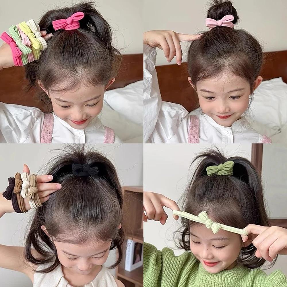 5 pièces/ensemble Simple nœud cheveux cravates cordes coloré élastique sans couture élastique pour q