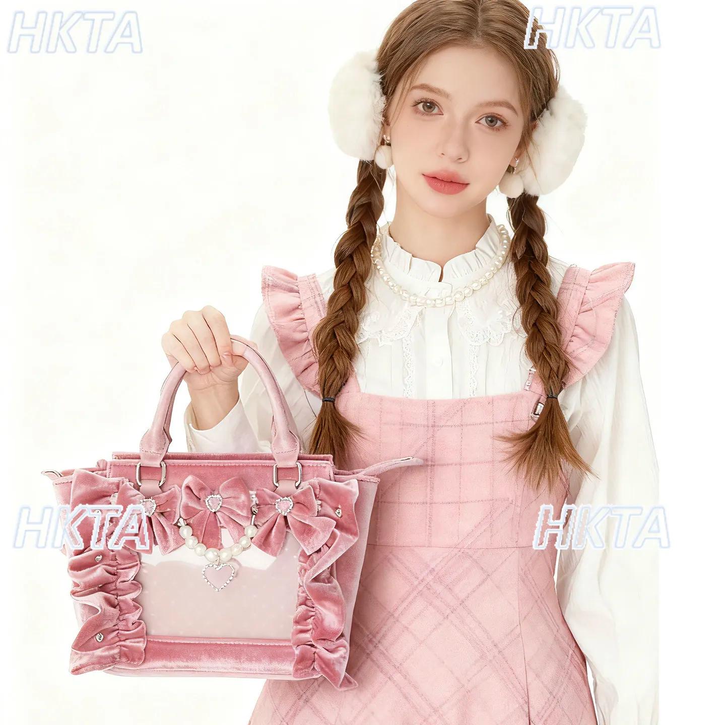 Élégant élégant velours perle arc strass plissé douleur sac hiver nouveau magnifique doux dentelle p