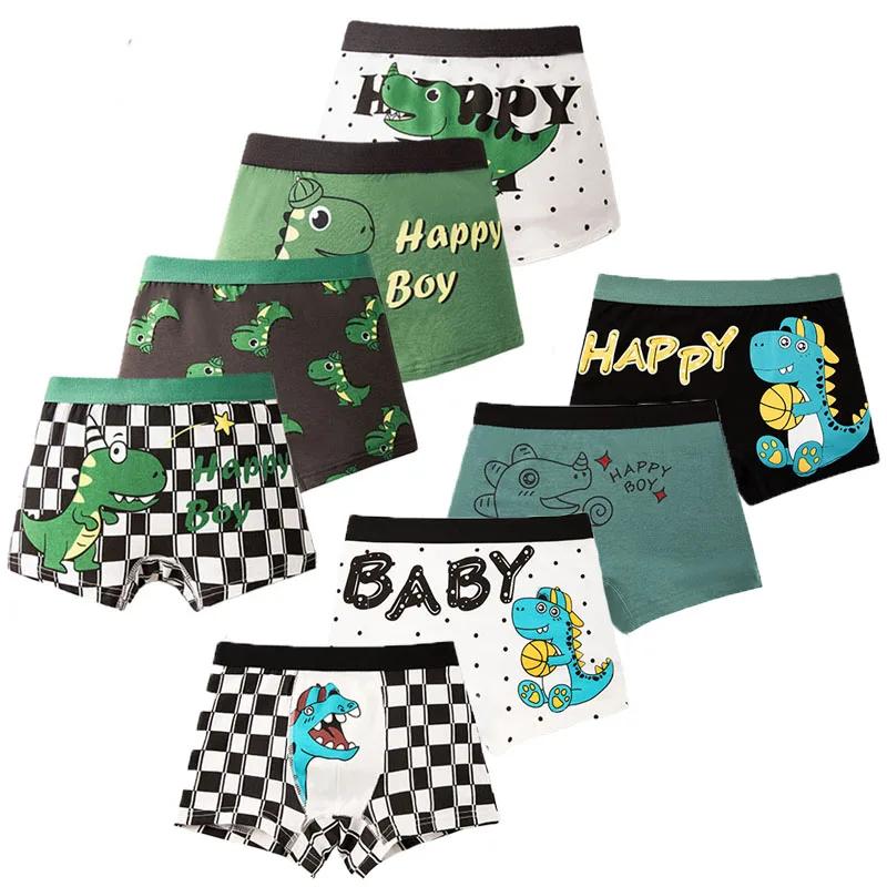 Lot de boxers en coton pour garçons, motif dinosaure, Style Athflow, sous-vêtements respirants pour