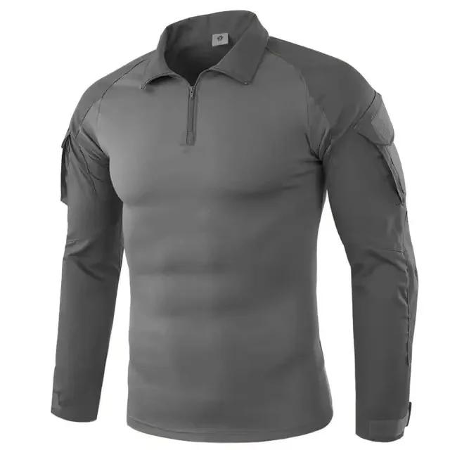 T-shirts de randonnée tactiques en plein air pour hommes, chemise d'escalade de chasse à manches lon