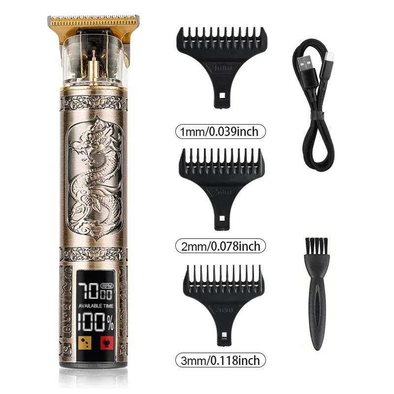 Tondeuse à cheveux électrique T9, USB, réglage de la vitesse à trois vitesses, grand écran, affichag