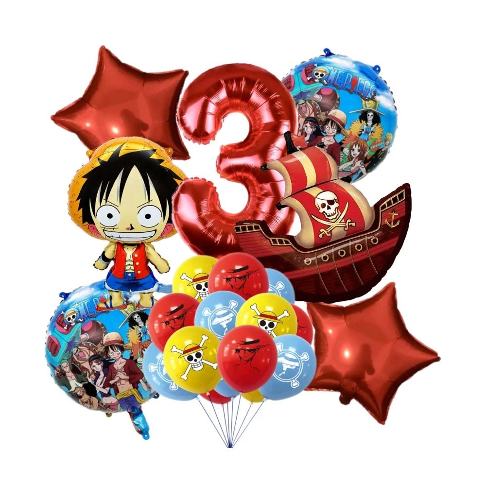 19 pièces une pièce mignon dessin animé bricolage Anime ballons d'anniversaire ensemble numéro ballo