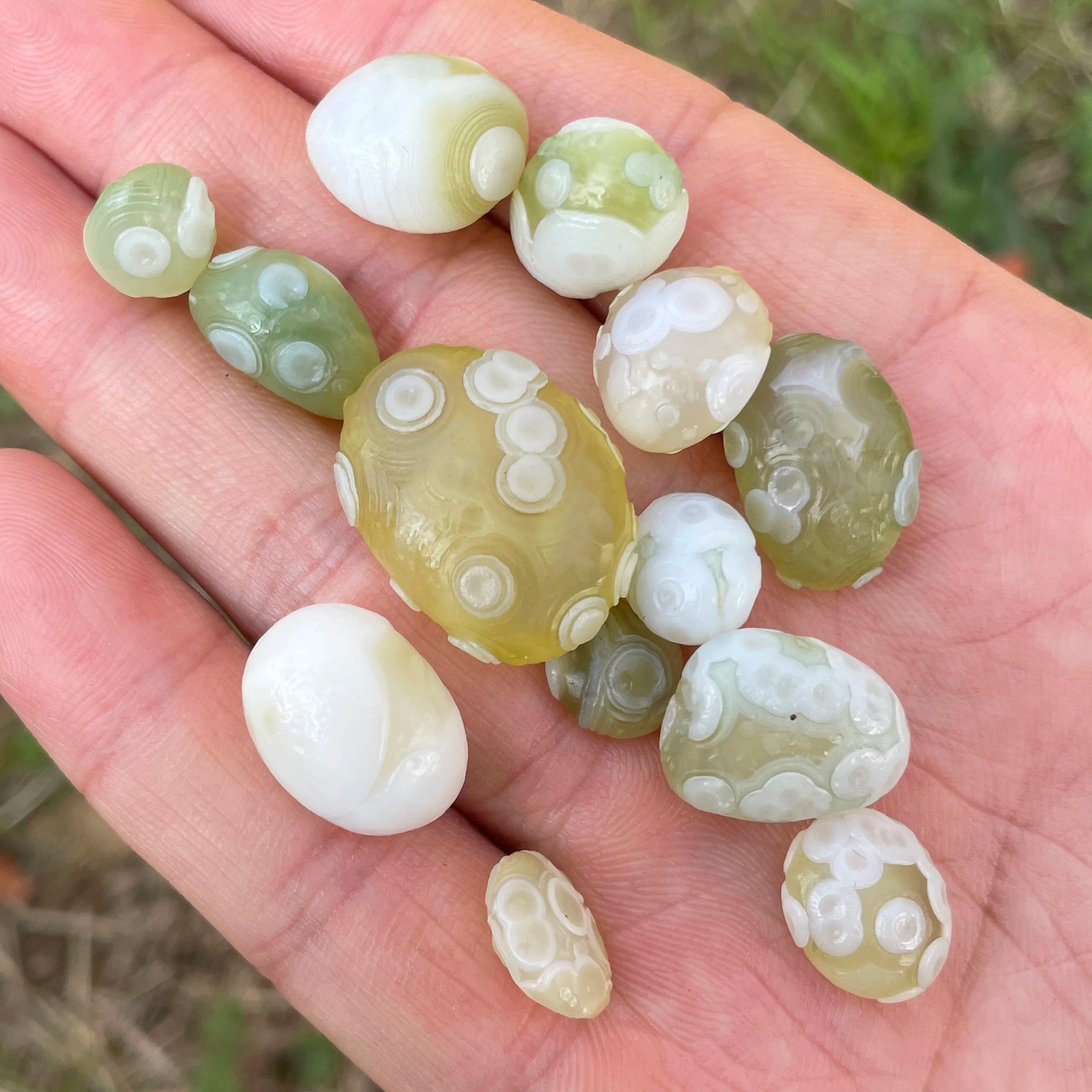 Agate Sardonyx Vert Naturel d'Alxa Gobi, Spécimen de Roche, Pierre de Guérison Énergétique, Décorati