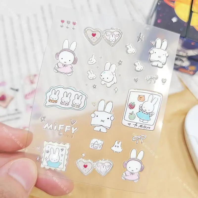 Miffy – autocollants pour ongles 3D, mignons, Kawaii, caméra en verre, décoration, impression Anime,