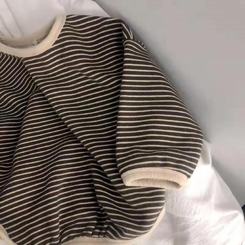 Lawadka coton vêtements pour enfants à manches longues T-shirts rayé bébé garçon hauts pour filles d