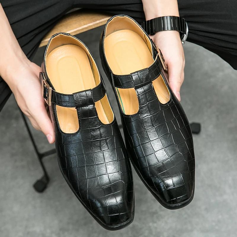 Mocassins en cuir PU faits à la main pour hommes, chaussures provoqué